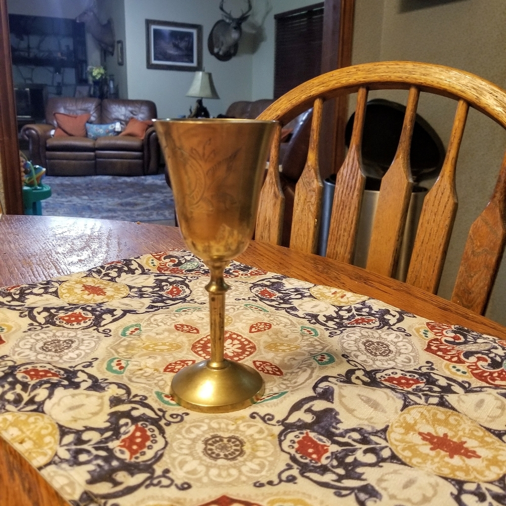 Vintage Brass Wine Goblet